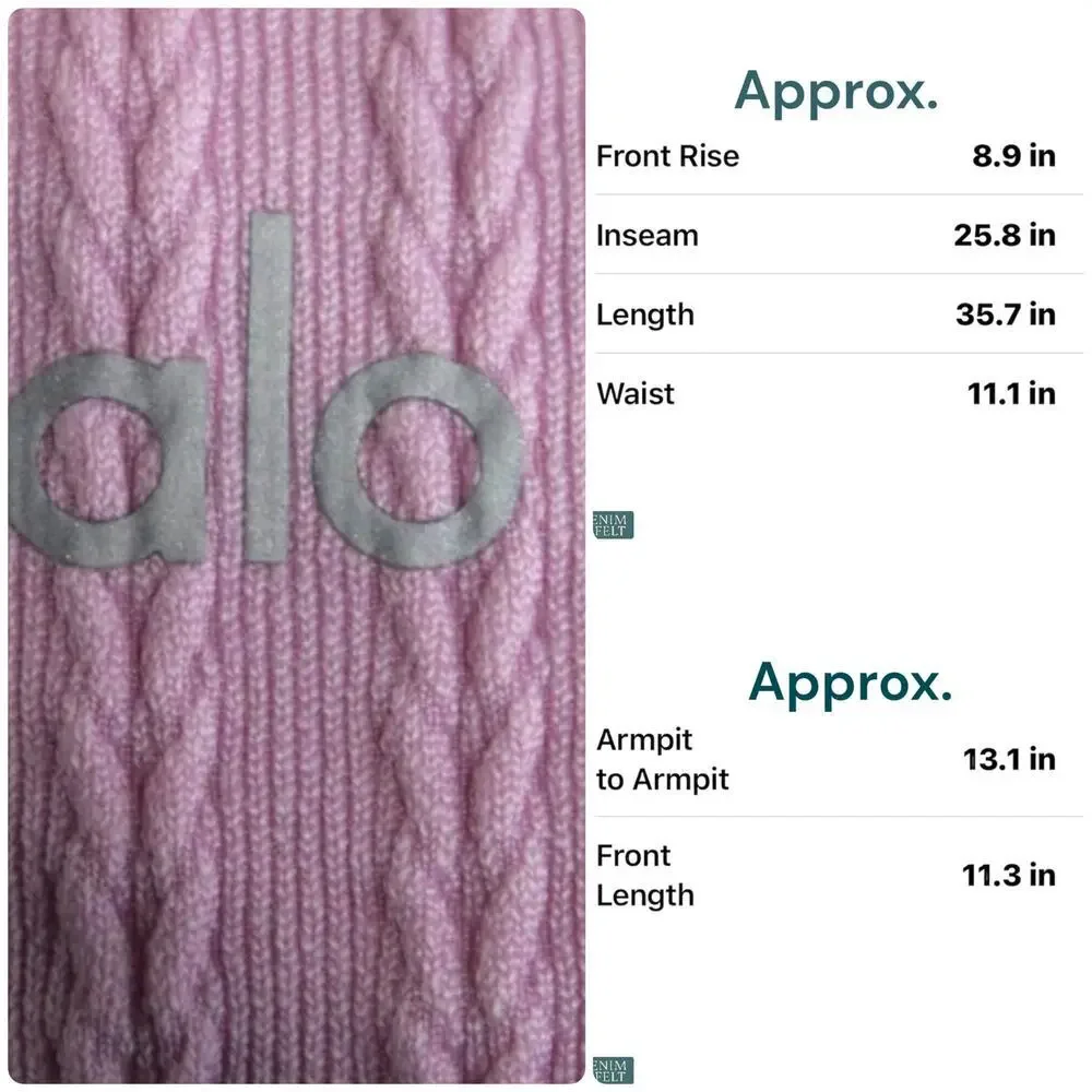 Alo Yoga‎ Seamless Cable Knit Bra & High-Waist Legging Set Sugarplum Pink Small
